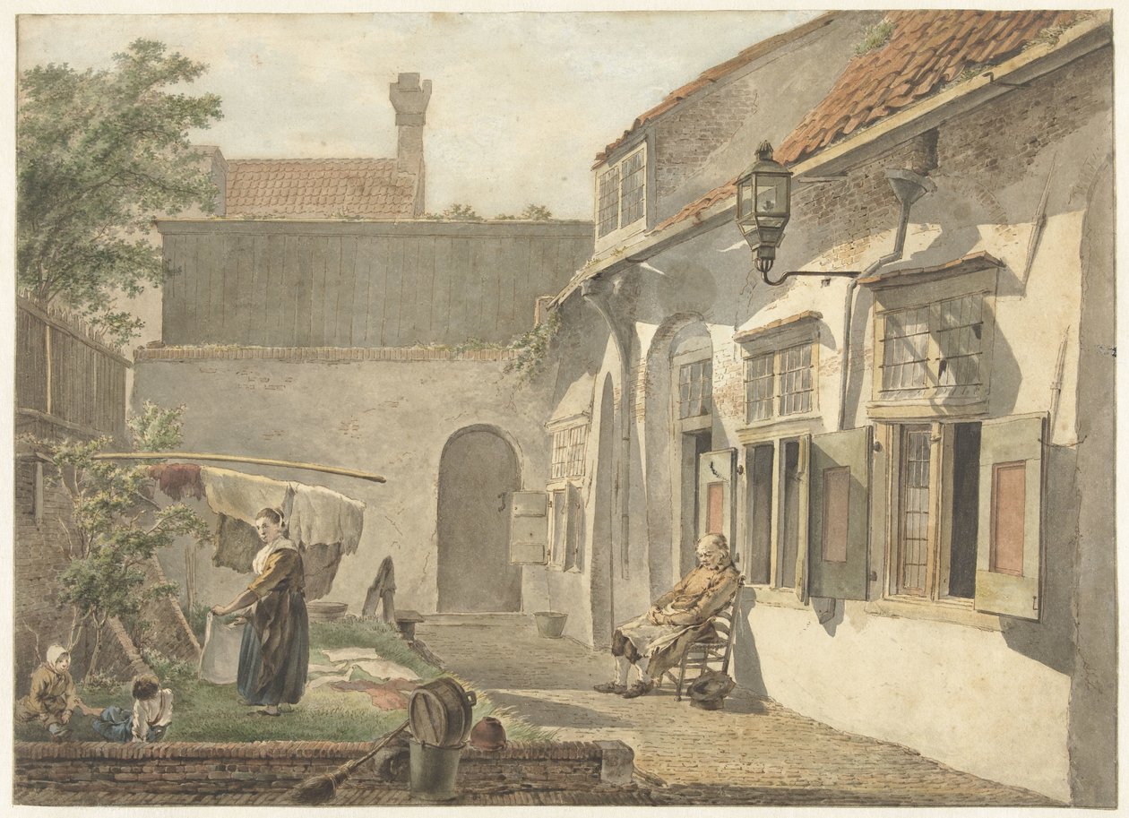 Patio con figuras en Utrecht de Hermanus van Brussel