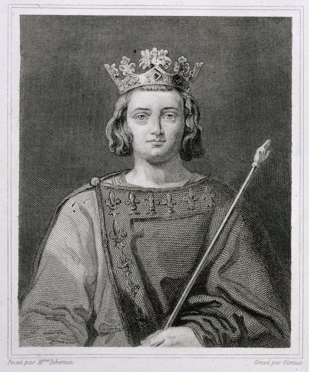 Carlos IV el Hermoso (1294-1328) Rey de Francia, grabado por Giroux de Herminie Deherain