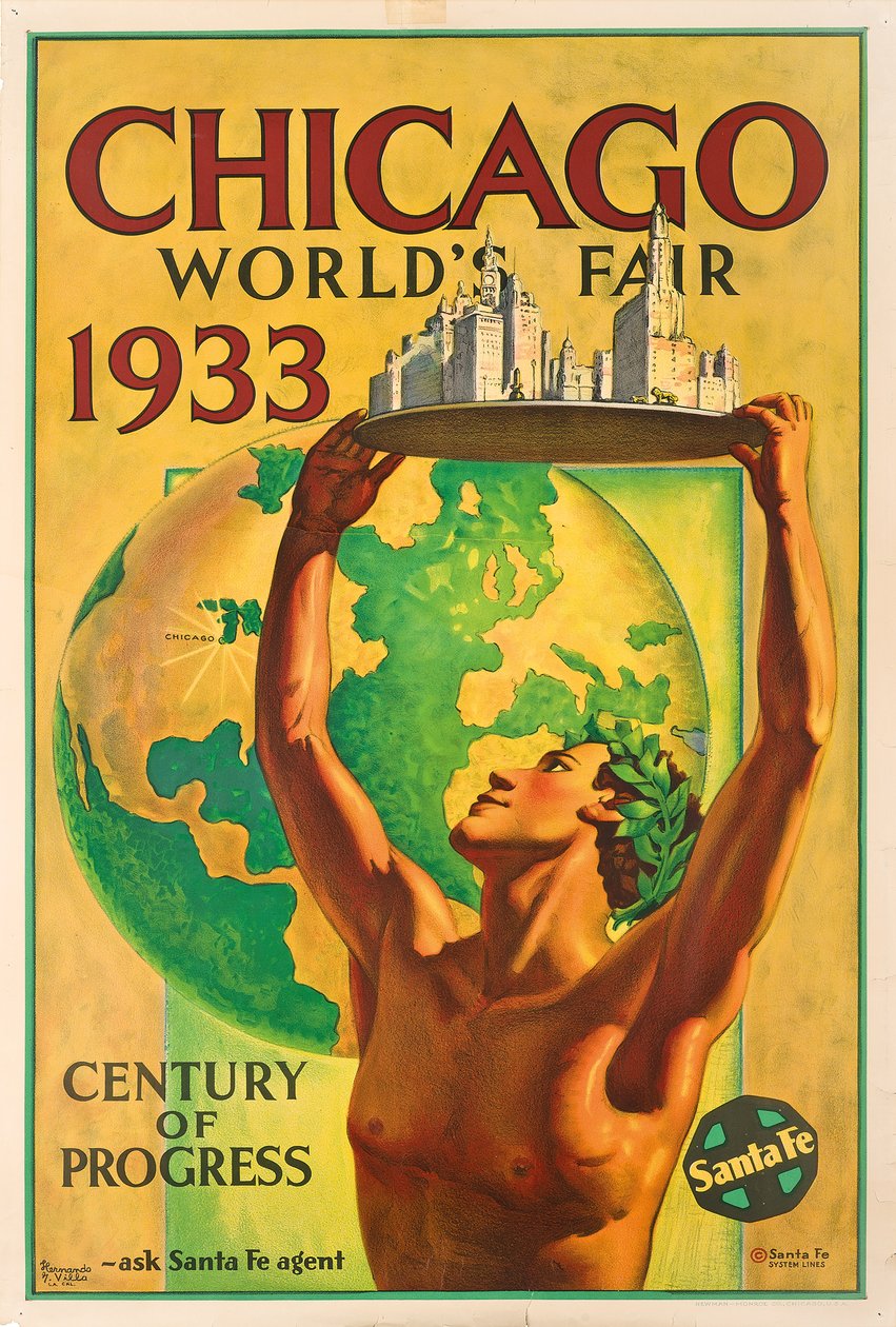 Cartel publicitario de la Exposición Universal de Chicago de 1933 de Hernando Villa