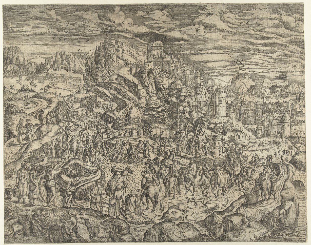 paisaje con cargando la cruz de Herri met de Bles