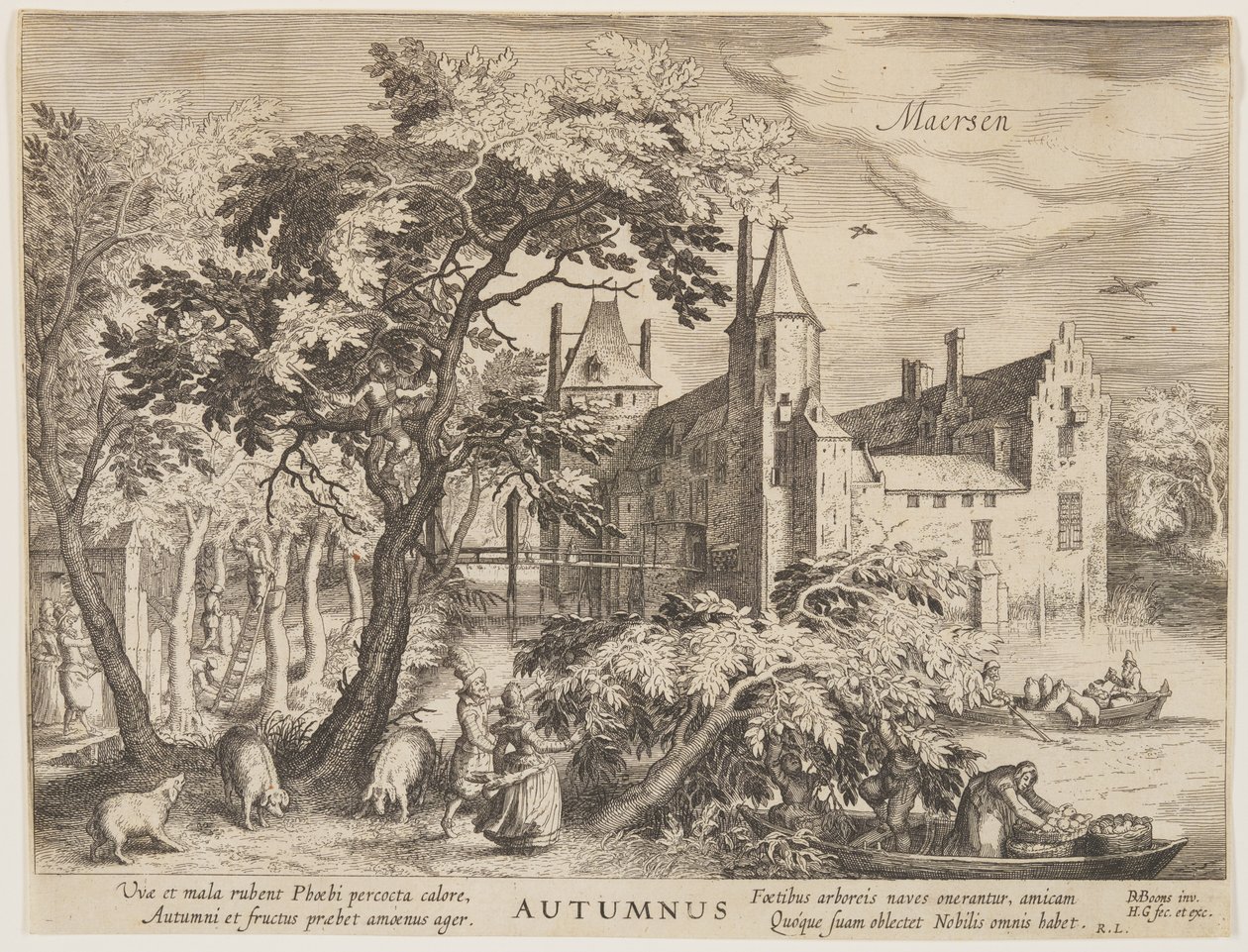 Maersen - Otoño, de Las estaciones, Vista de los castillos en los alrededores de Ámsterdam de Hessel Gerritsz