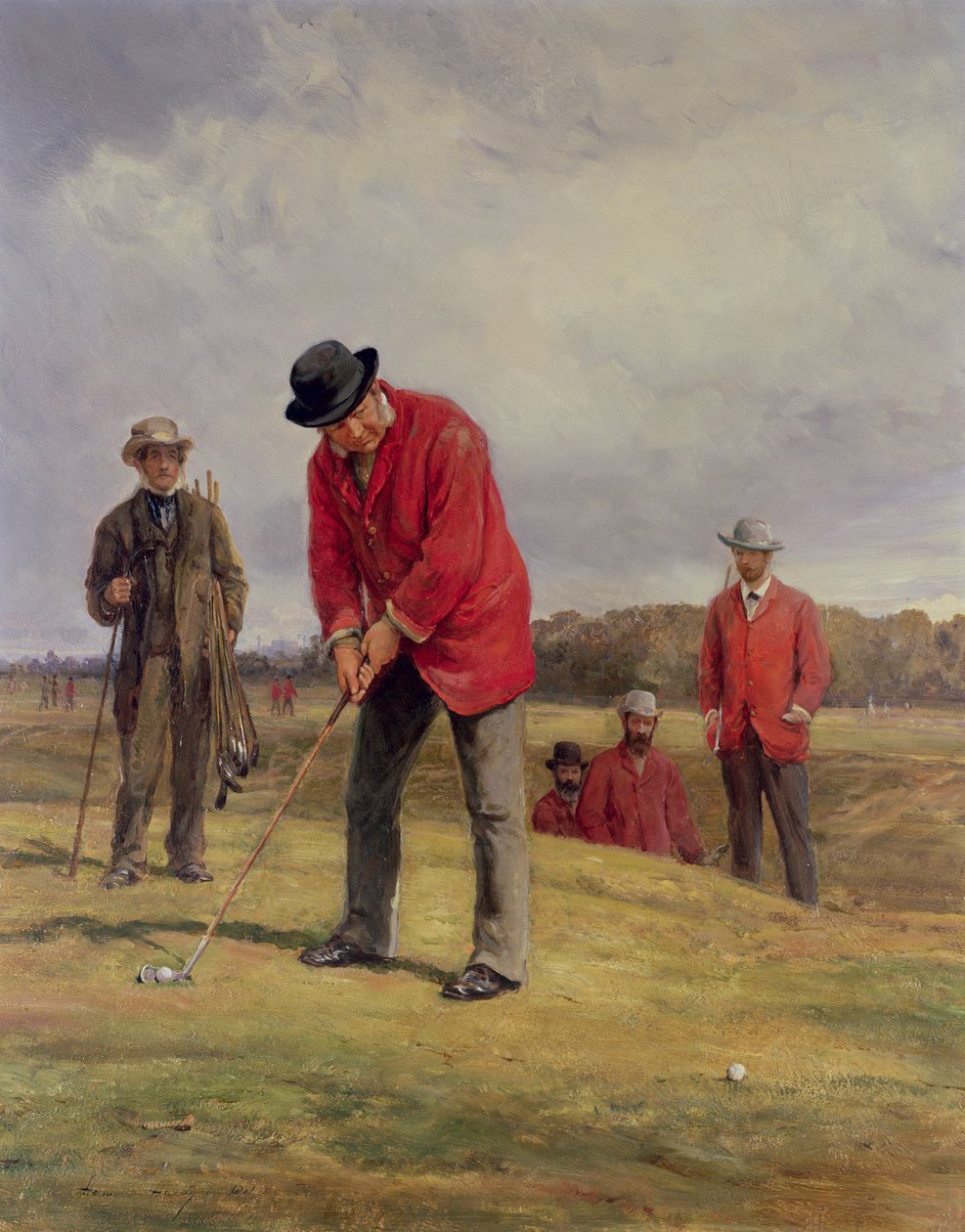 George Glennie poniendo en Blackheath con Putting Cleek, 1881 de Heywood Hardy