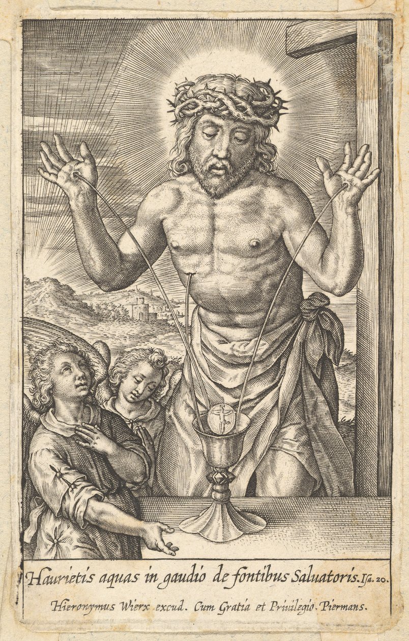 La sangre del Redentor venerada por dos ángeles, antes de 1619 de Hieronymous Wierix