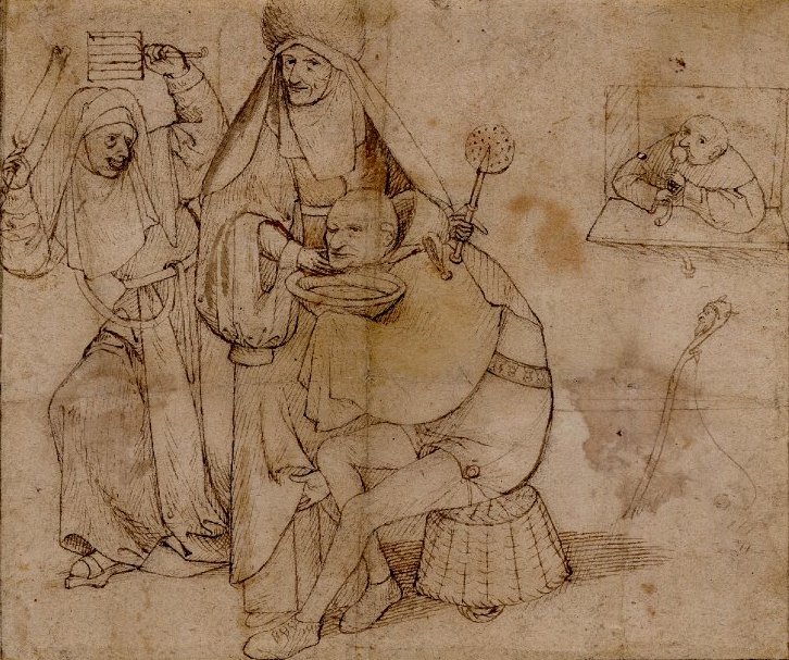 Una escena cómica de barbero de Hieronymus Bosch