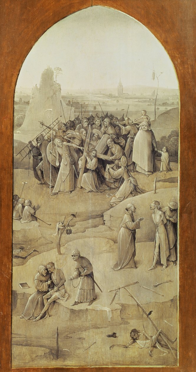 Cristo en el camino al Calvario, del tríptico de la Tentación de San Antonio (panel derecho exterior) de Hieronymus Bosch