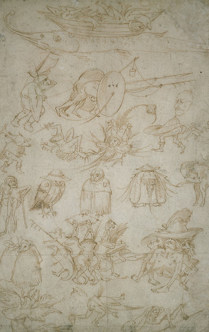 Estudios grotescos (verso), siglo XV de Hieronymus Bosch