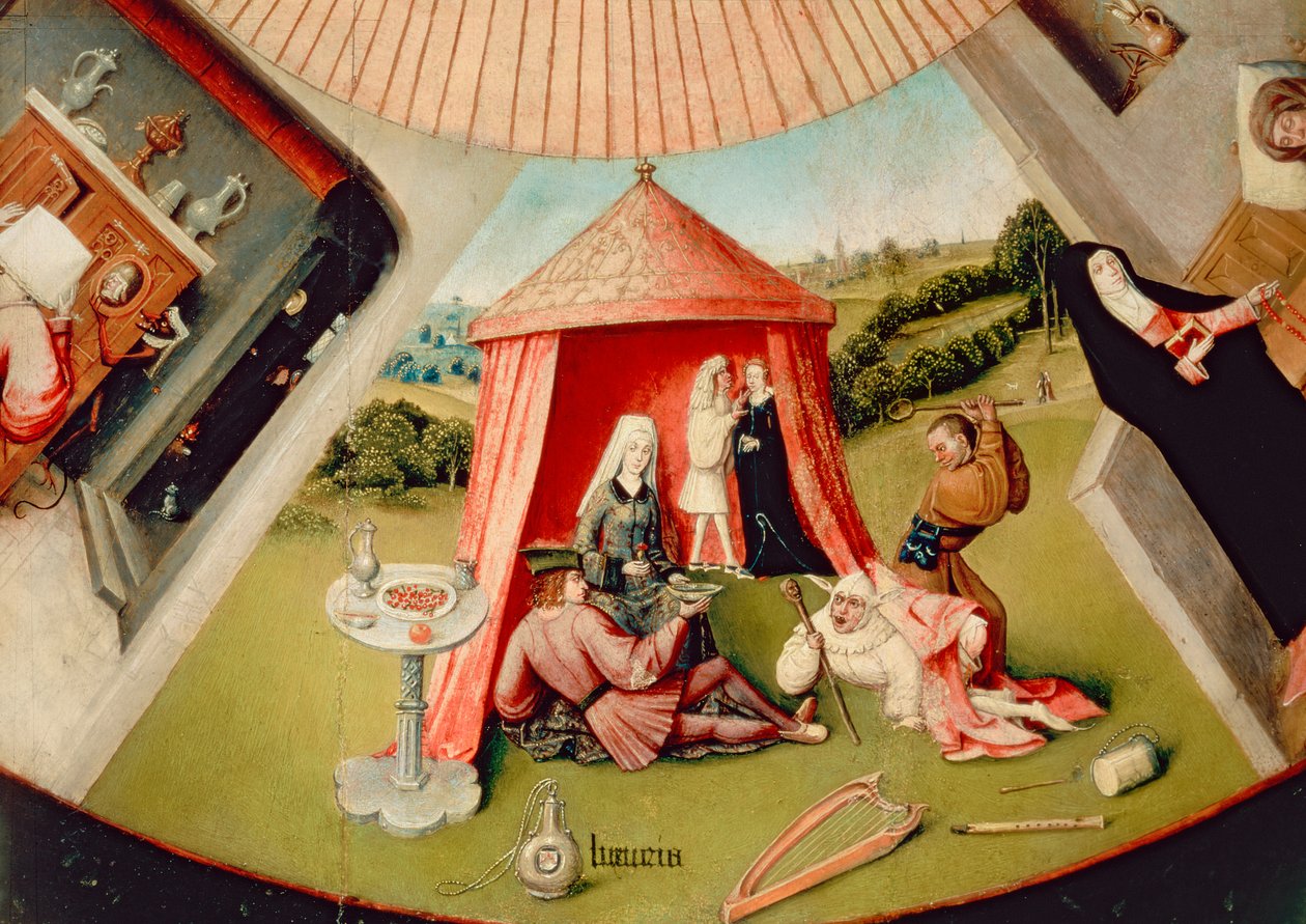 Lujuria, detalle de La Mesa de los Siete Pecados Capitales y las Cuatro Últimas Cosas, c.1480 (detalle) de Hieronymus Bosch