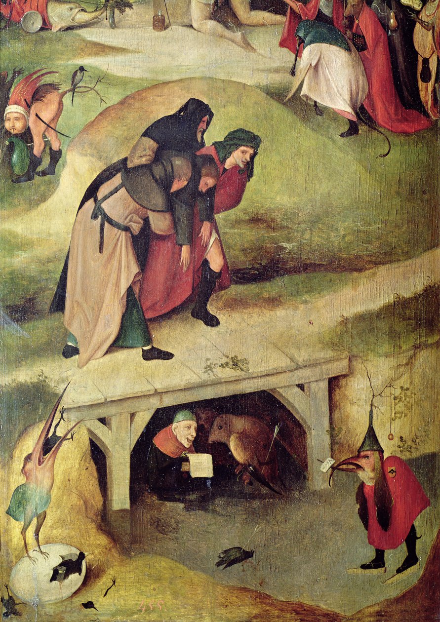 Tentación de San Antonio, detalle del panel izquierdo del tríptico de Hieronymus Bosch