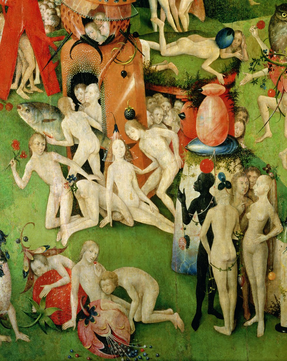 El jardín de las delicias terrenales: Alegoría del lujo, panel central del tríptico, c.1500 (detalle) de Hieronymus Bosch