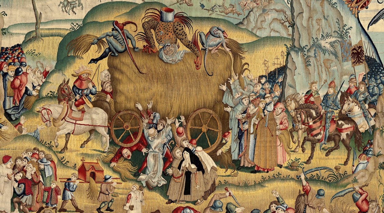 Tapiz inspirado en la obra de El Bosco, c.1560 (oro, plata, seda y lana) de Hieronymus (after) Bosch