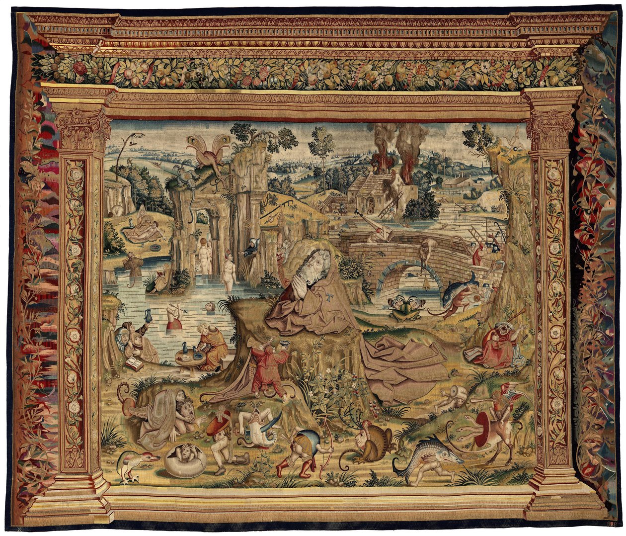 Tapiz inspirado en la obra de El Bosco, c.1560 (oro, plata, seda y lana) de Hieronymus (after) Bosch