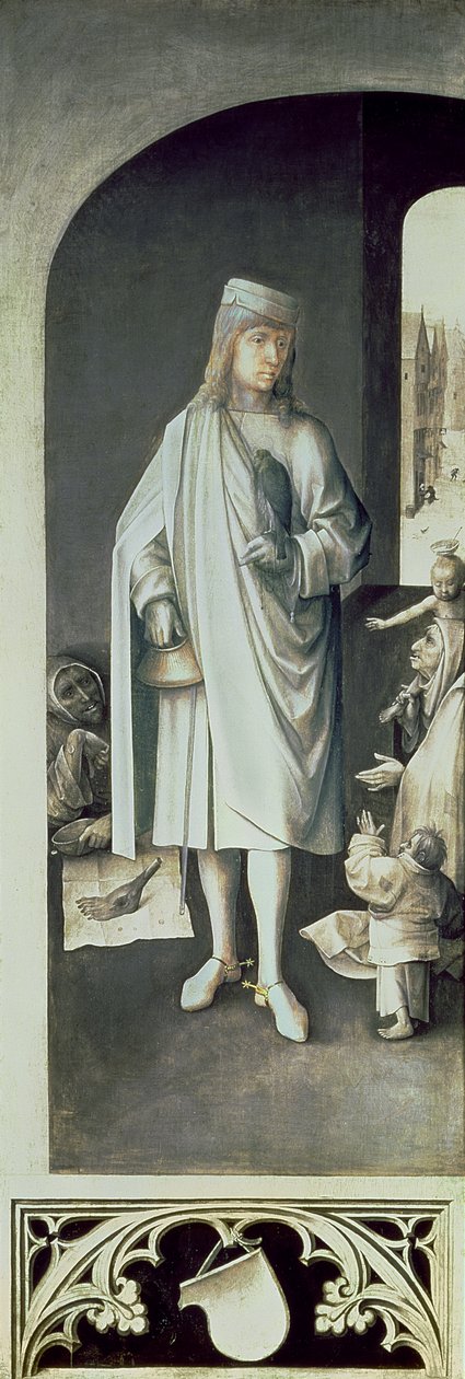 San Bavón, exterior del ala derecha del retablo del Juicio Final de Hieronymus Bosch