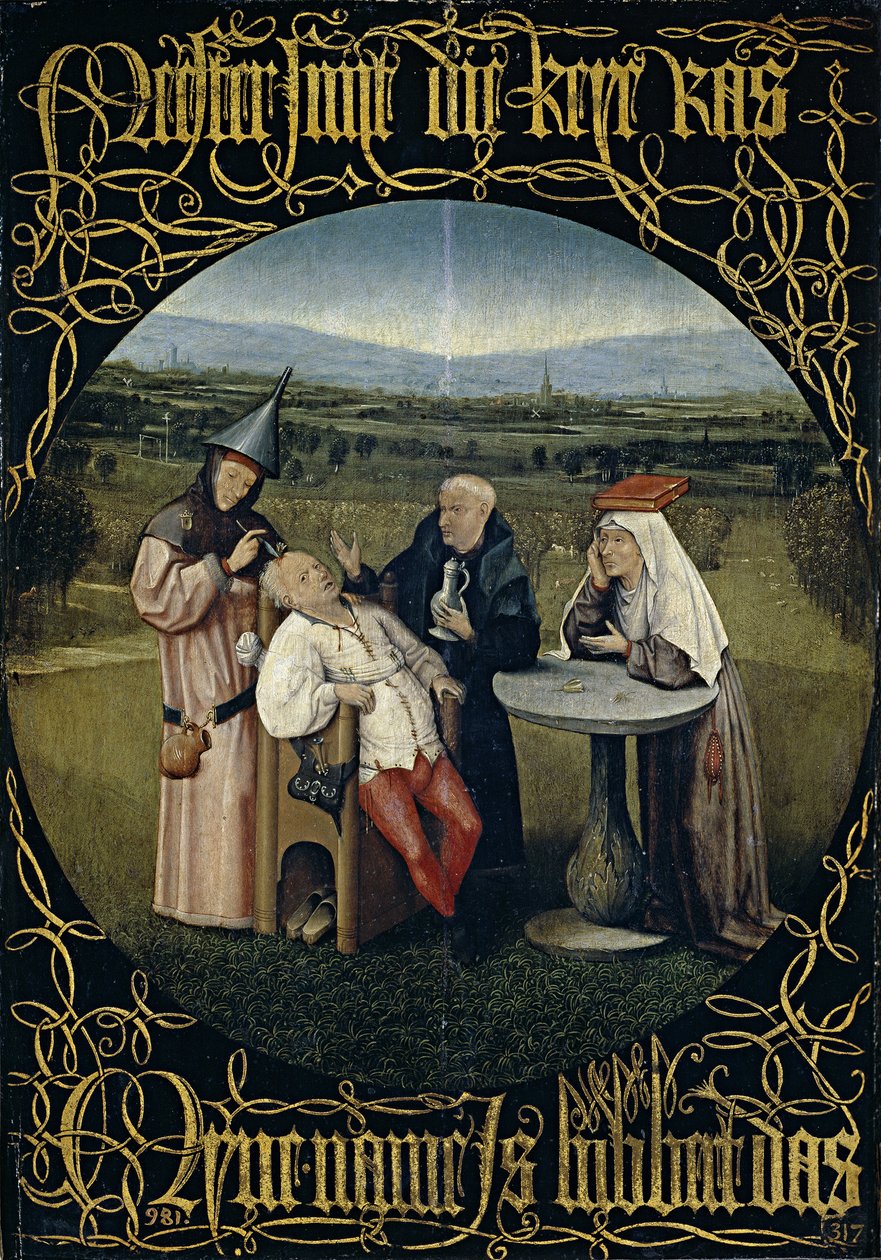 La cura de la locura, extracción de la piedra de la locura de Hieronymus Bosch