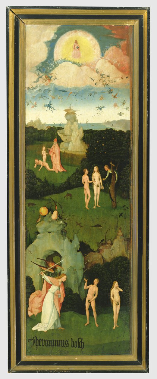 El carro de heno: ala izquierda del tríptico que representa el Jardín del Edén, c.1500 de Hieronymus Bosch