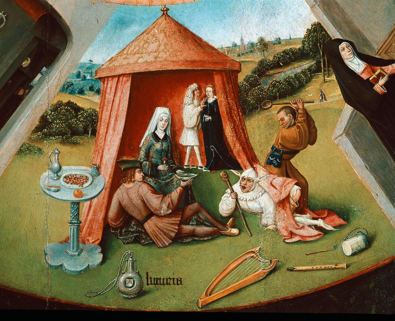 La lujuria (detalle de La mesa de los siete pecados capitales) de Hieronymus Bosch