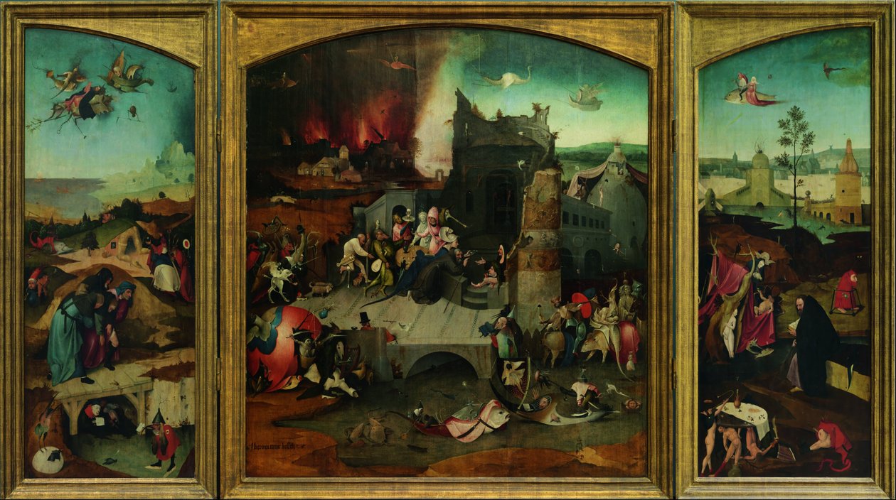  La tentación de San Antonio. Reproducción de alta resolución del Google Art Project. La esquina superior izquierda tuvo que ser remuestreada de Hieronymus Bosch