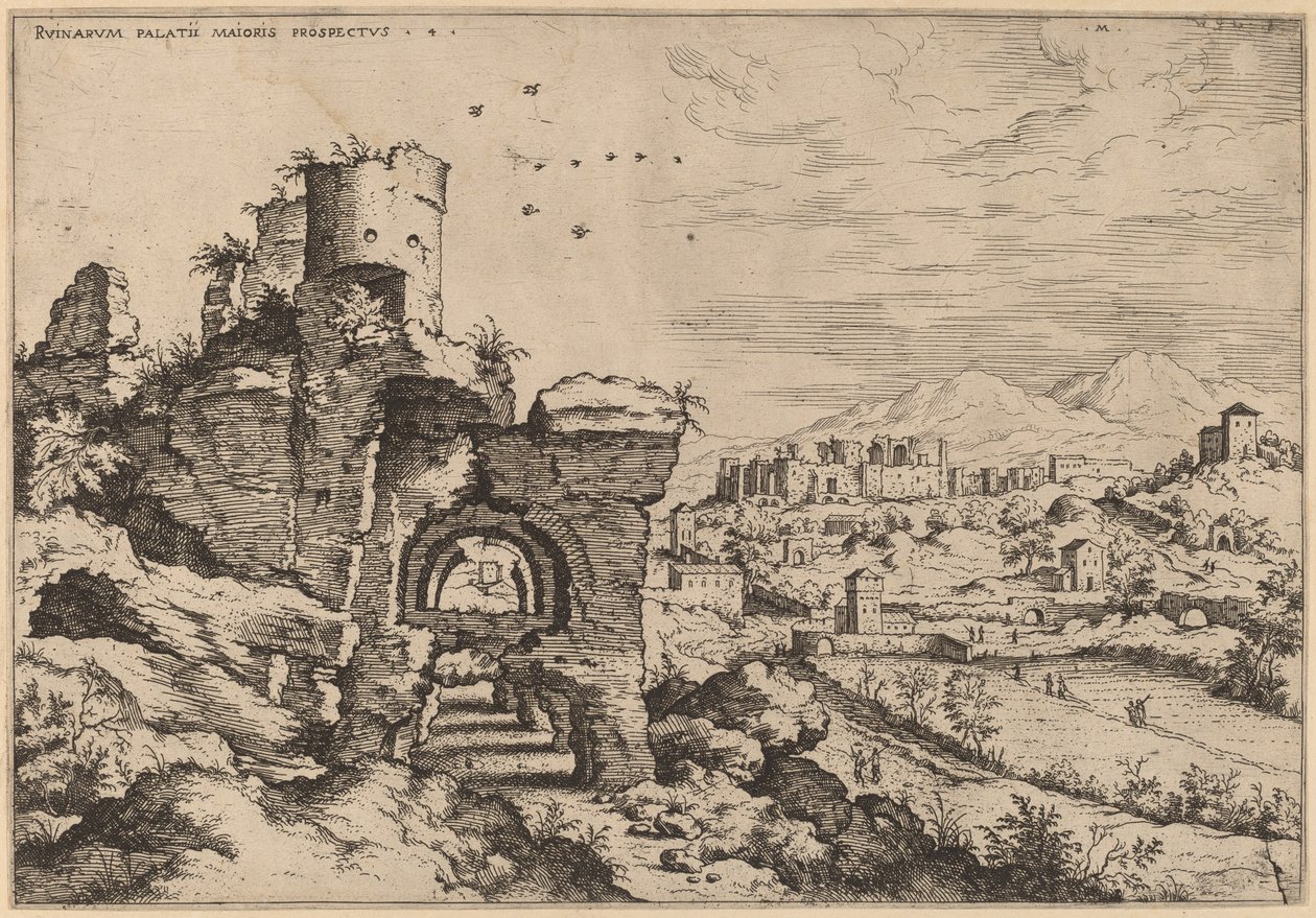 Ruinas en el Palatino, mirando hacia los Baños de Caracalla de Hieronymus Cock