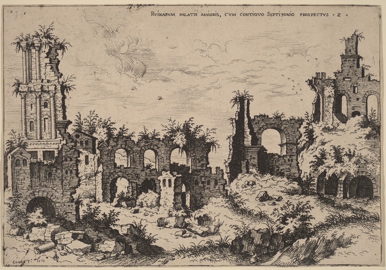 Ruinas del Palatino con el Septizonium de Hieronymus Cock