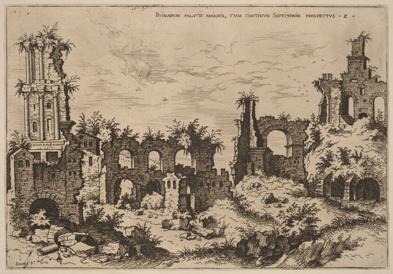 Ruinas del Palatino con el Septizonium de Hieronymus Cock