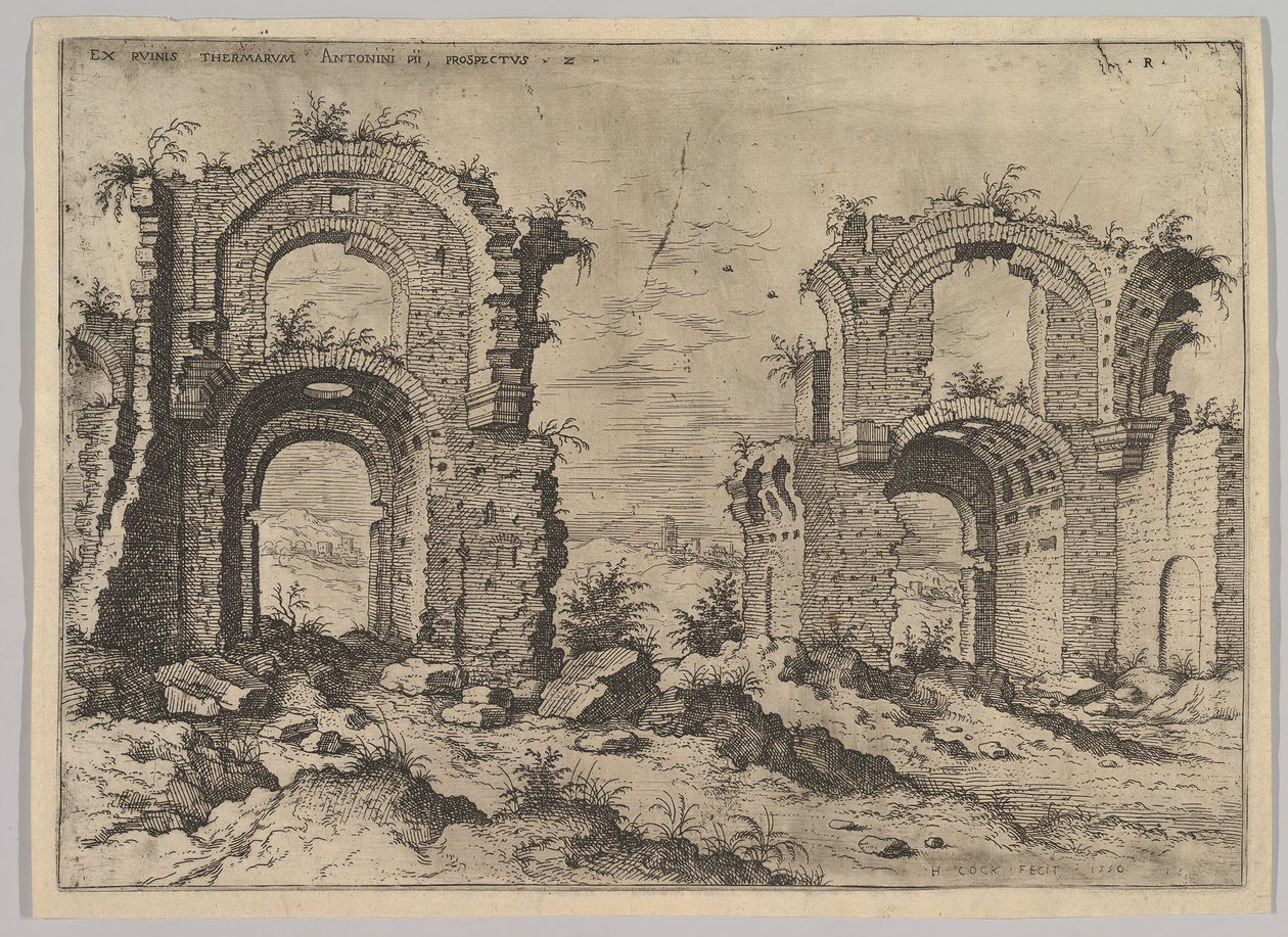 Segunda Vista de los Baños de Diocleciano, de la serie de Ruinas Romanas, 1550 de Hieronymus Cock