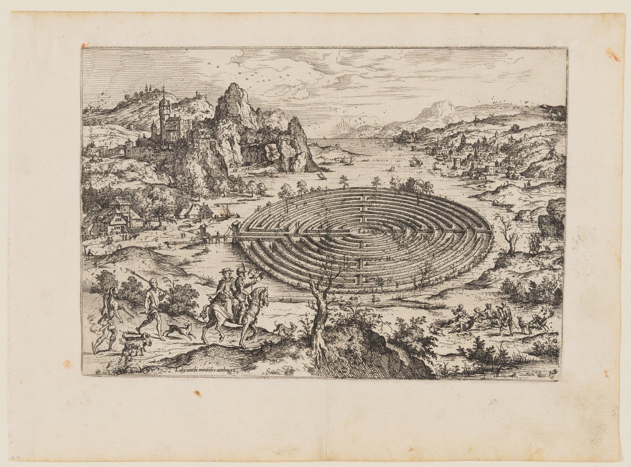 El laberinto cretense, de Paisajes con escenas bíblicas y mitológicas de Hieronymus Cock