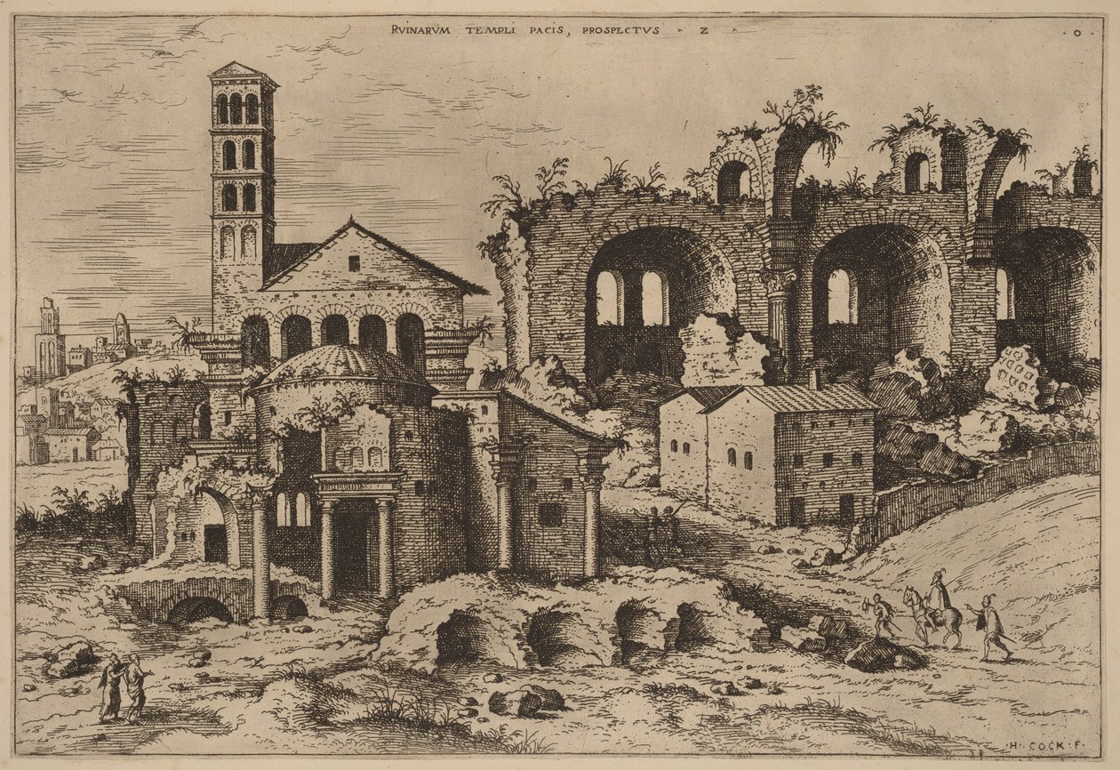 El templo de Augusto y Faustina, el templo de Divus Rómulo y la basílica de Constantino de Hieronymus Cock