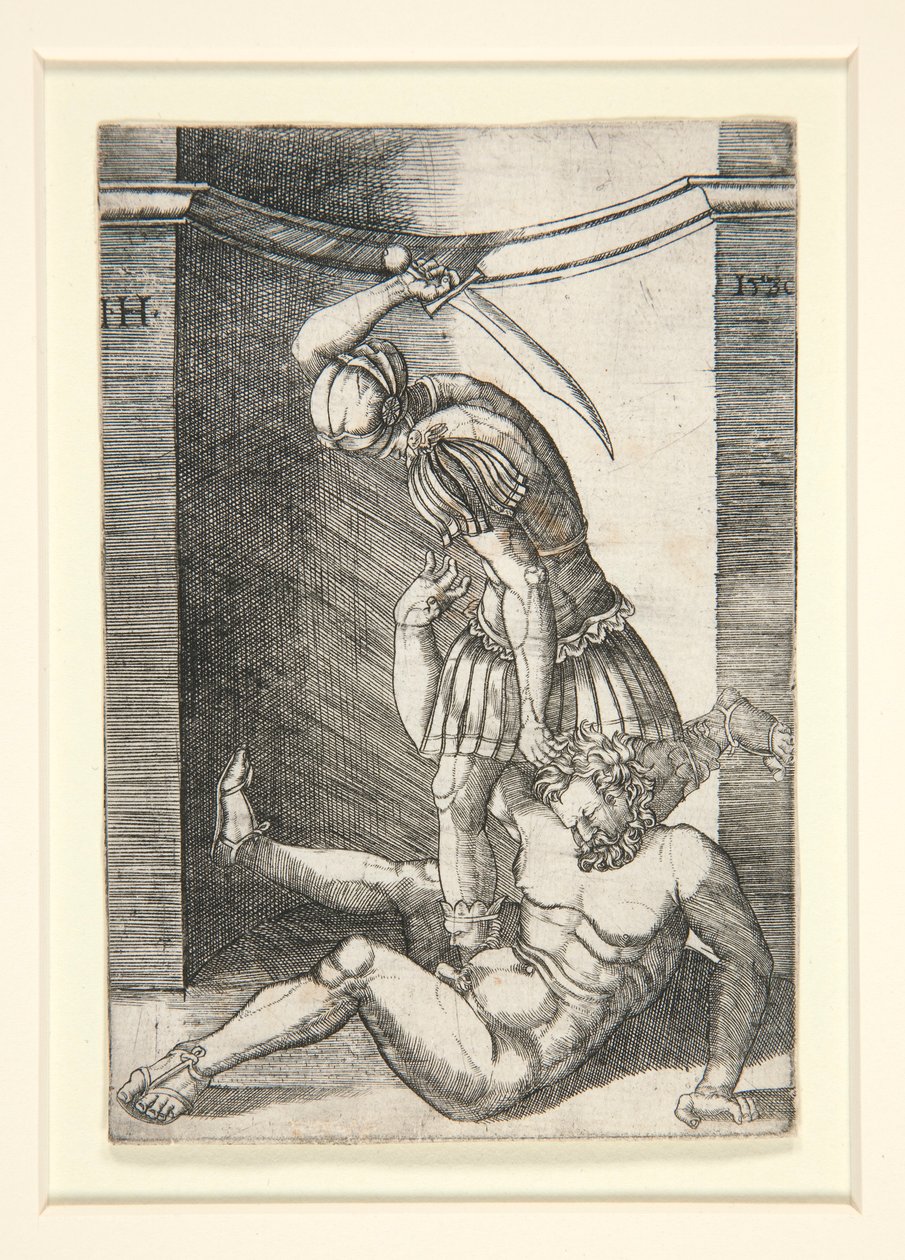 Soldado matando a un hombre desnudo de Hieronymus Hopfer
