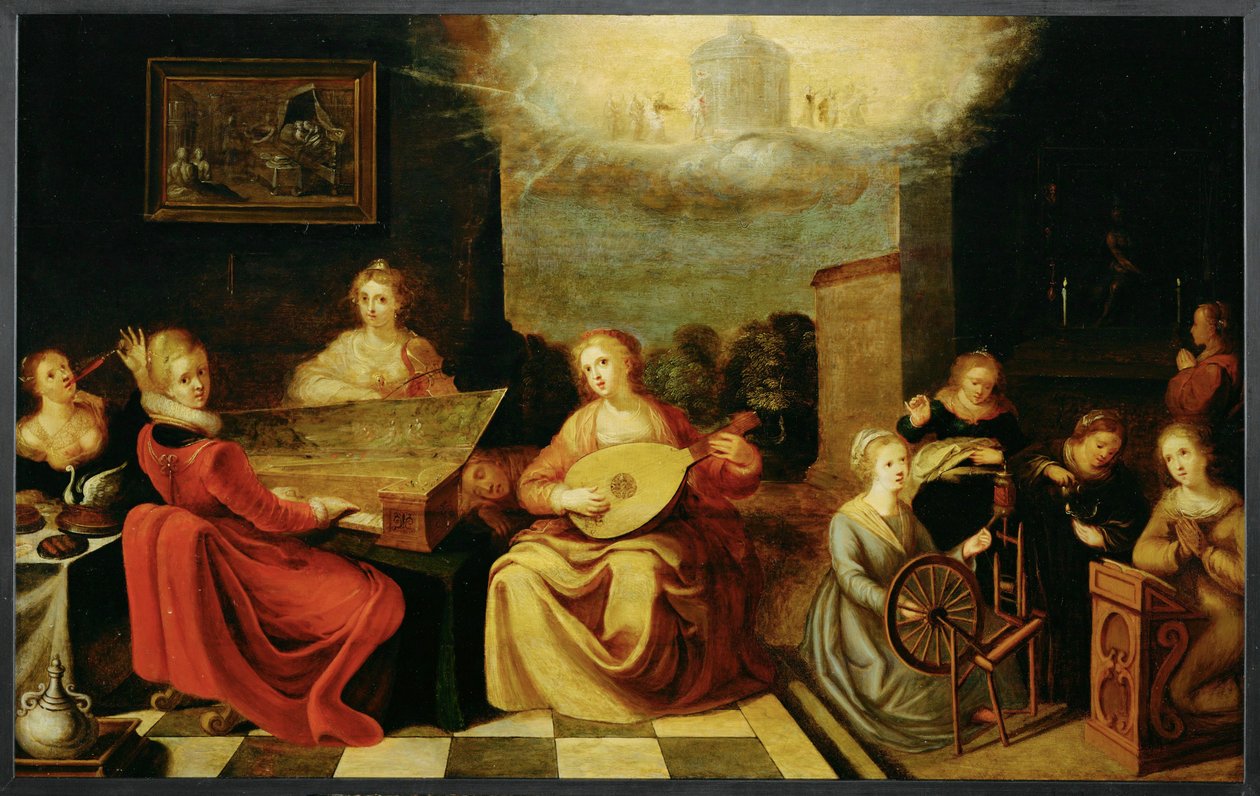 Las cinco vírgenes necias y las cinco vírgenes prudentes (pintura sobre madera de roble) de Hieronymus II Francken