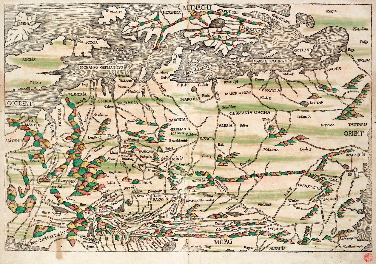 Mapa de Europa central y septentrional de Hieronymus Münzer