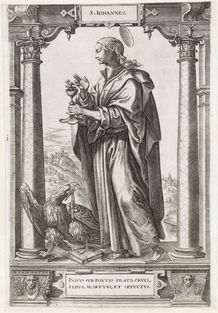 H. San Juan Evangelista
S. Iohannes (título en el objeto)
Cristo y los doce apóstoles, y San Pablo (título de la serie) de Hieronymus Wierix