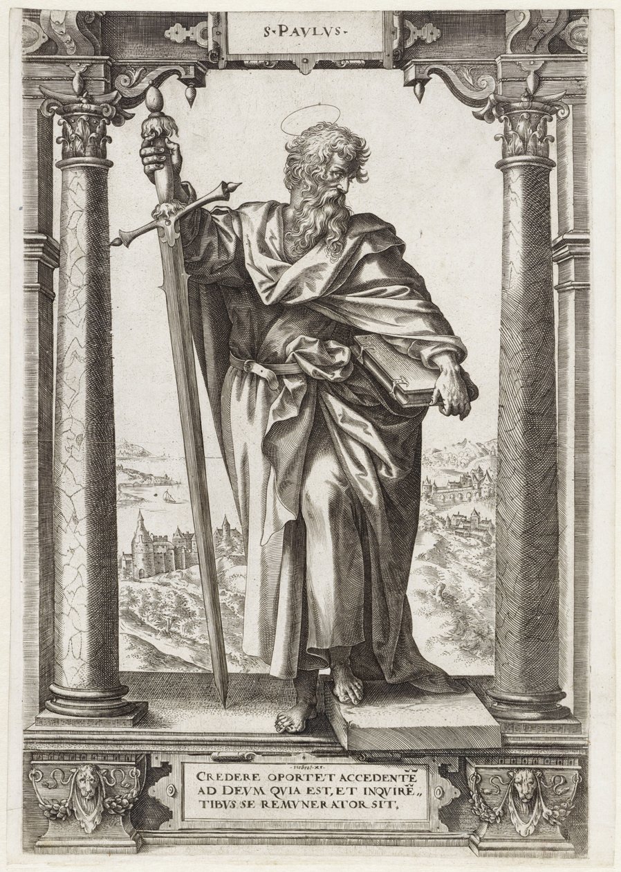 H. Pablo de Tarso
S. Pavlvs (título en el objeto)
Cristo y los doce apóstoles, y San Pablo (título de la serie) de Hieronymus Wierix