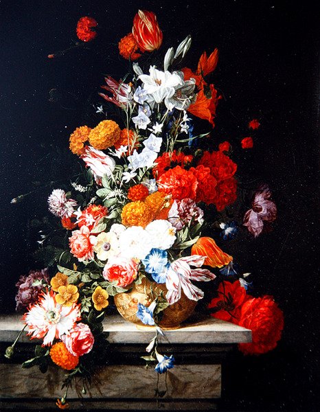Flores Mixtas en un Jarrón Dorado de Hieronymus the Elder Galle