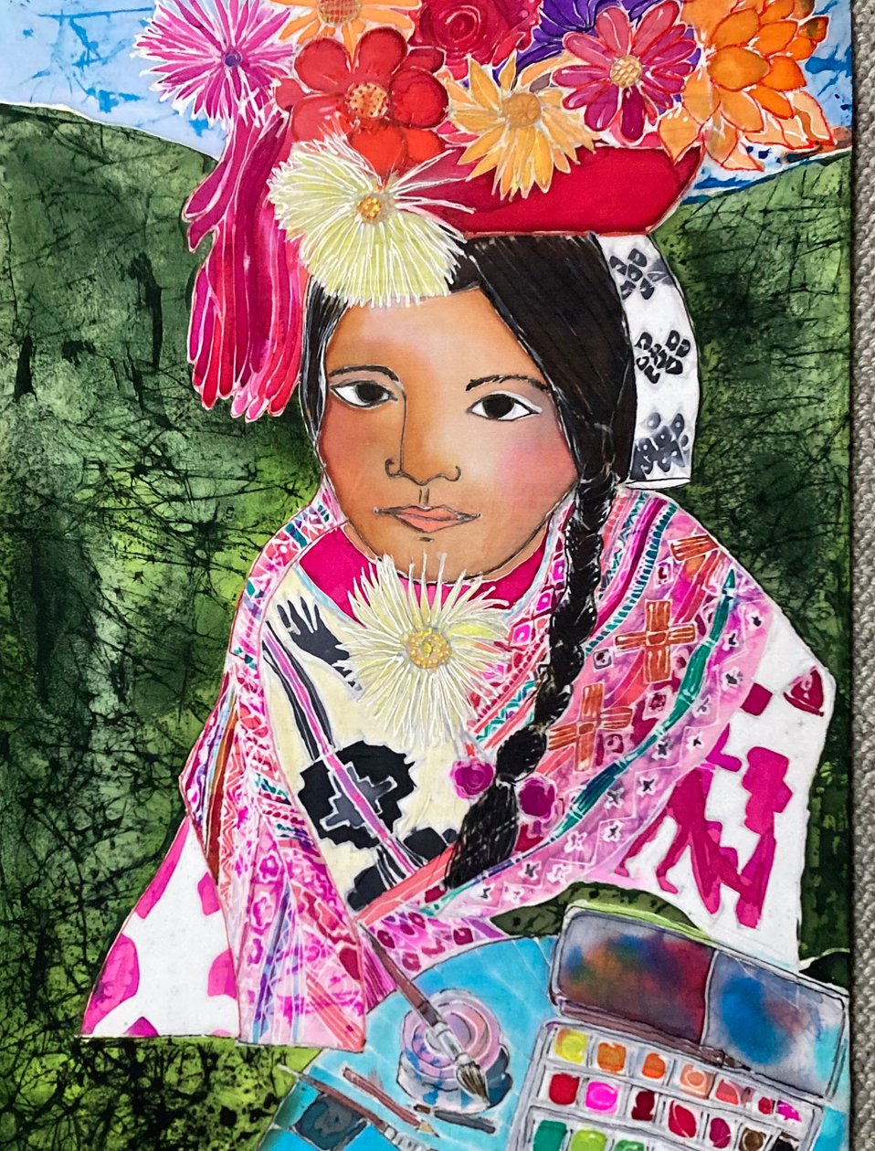 Niña de Helloc, Perú, 2023 (tintes sobre seda) de Hilary Simon