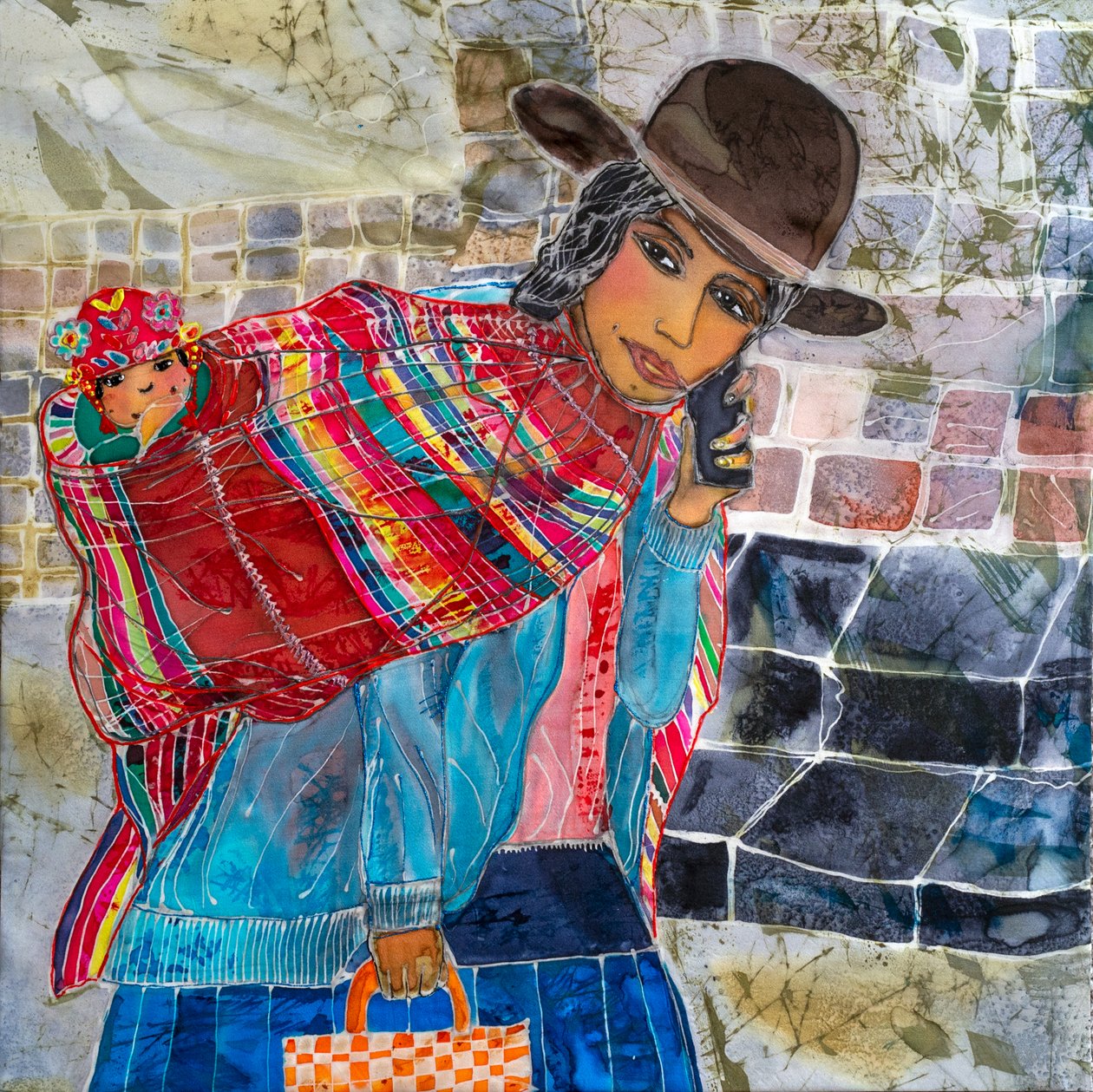 Peruana, Mamita y Jolly, Perú, 2023 (tintes sobre seda) de Hilary Simon