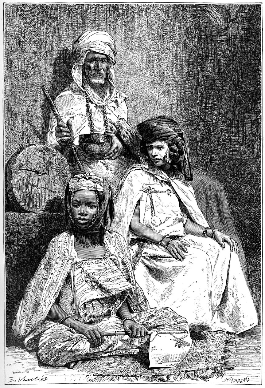 Mendigo árabe, mujeres de Biskra y El-kantra, c. 1890 de Hildibrand