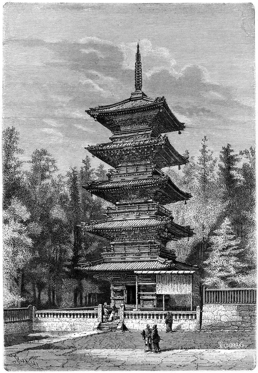 Templo budista, Nikko, Japón, 1895 de Hildibrand
