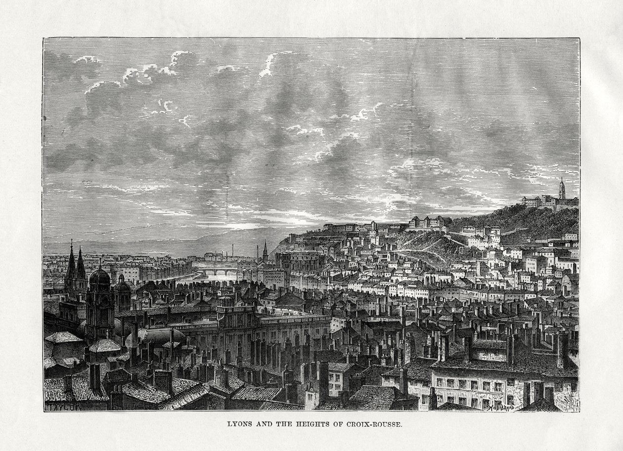 Lyon y las alturas de Croix-Rousse, Francia de Hildibrand