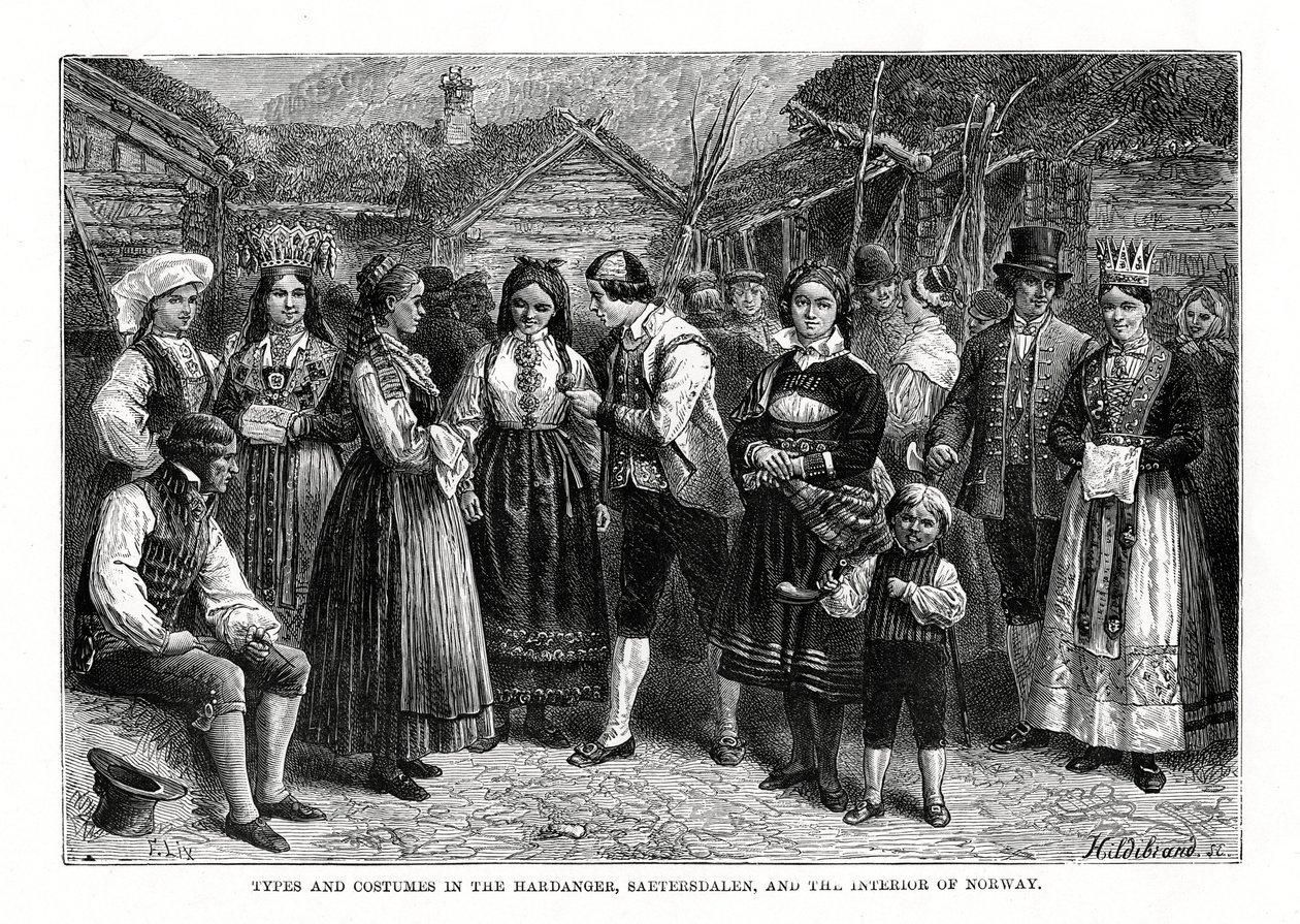 Tipos y trajes en Noruega, 1879 de Hildibrand
