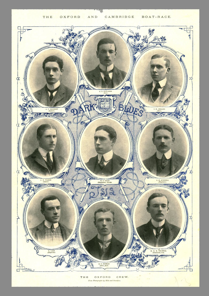 El equipo de Oxford, Carrera de Botes de Oxford y Cambridge, 1898 de Hills and Saunders