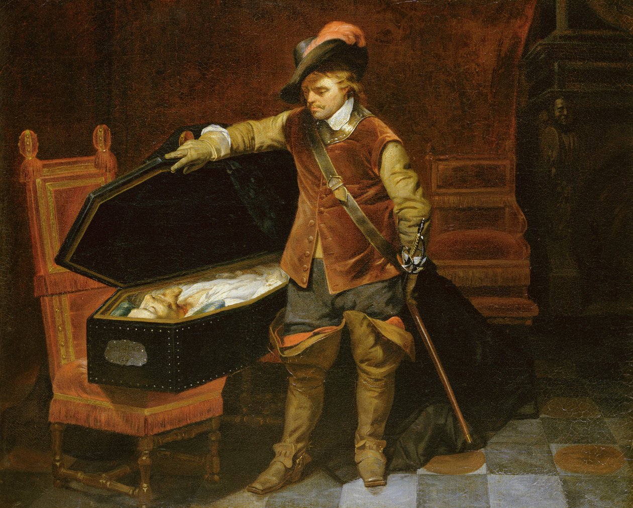 Oliver Cromwell (1599-1658) con el Ataúd de Carlos I (1600-49) 1846 de Hippolyte Delaroche