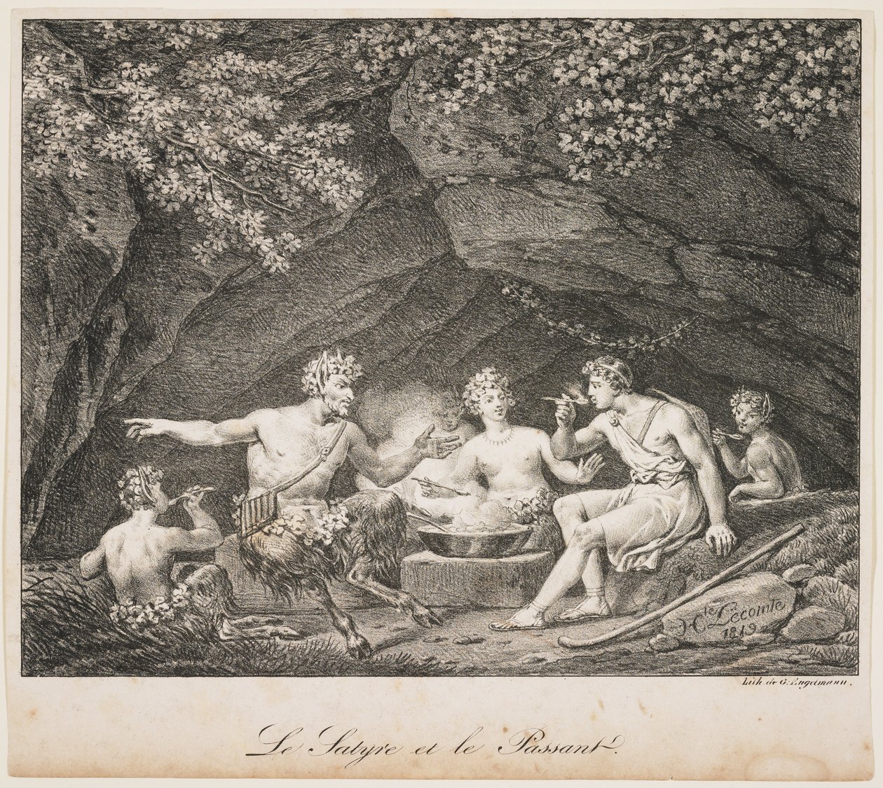 La sátira y el transeúnte, 1819 de Hippolyte Lecomte