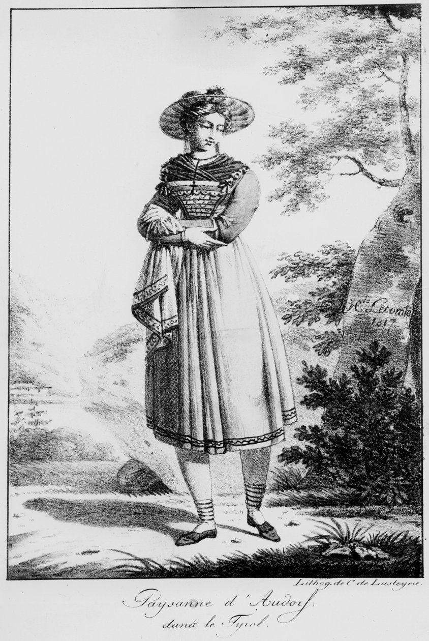 Campesina de Audorf en el Tirol, 1817 de Hippolyte Lecomte