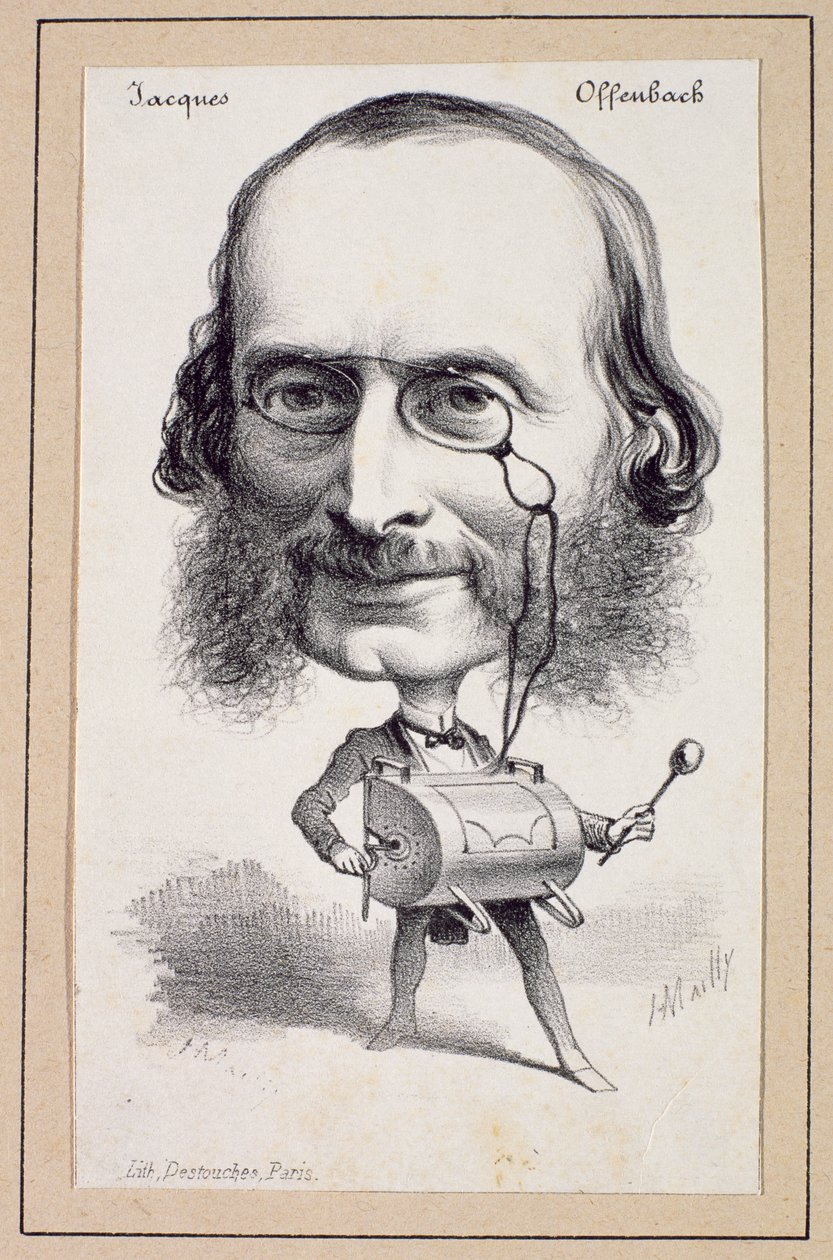 Retrato de Jacques Offenbach (1819-80) grabado por Paul Emile Destouches (1794-1874) de Hippolyte Mailly