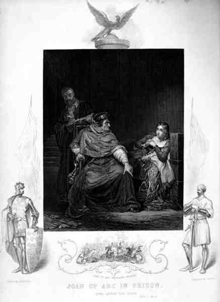 Juana de Arco en prisión, Acto III, en Enrique VI, por William Shakespeare (1564-1616) grabado por J. Rogers (grabado) de Hippolyte Delaroche