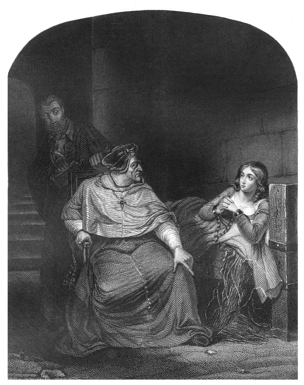 Juana de Arco es interrogada por el Obispo de Winchester de Hippolyte Delaroche