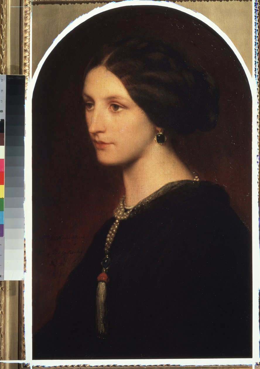 ""Retrato de la condesa Sophie Shuvaloff (Shuvalov o Shuvalova)"" Retrato de una joven aristócrata, un collar de perlas alrededor de su cuello. Pintura de Paul Hippolyte Delaroche (1797-1856) 1853 Moscú, Museo Pushkin de Bellas Artes de Hippolyte Delaroche
