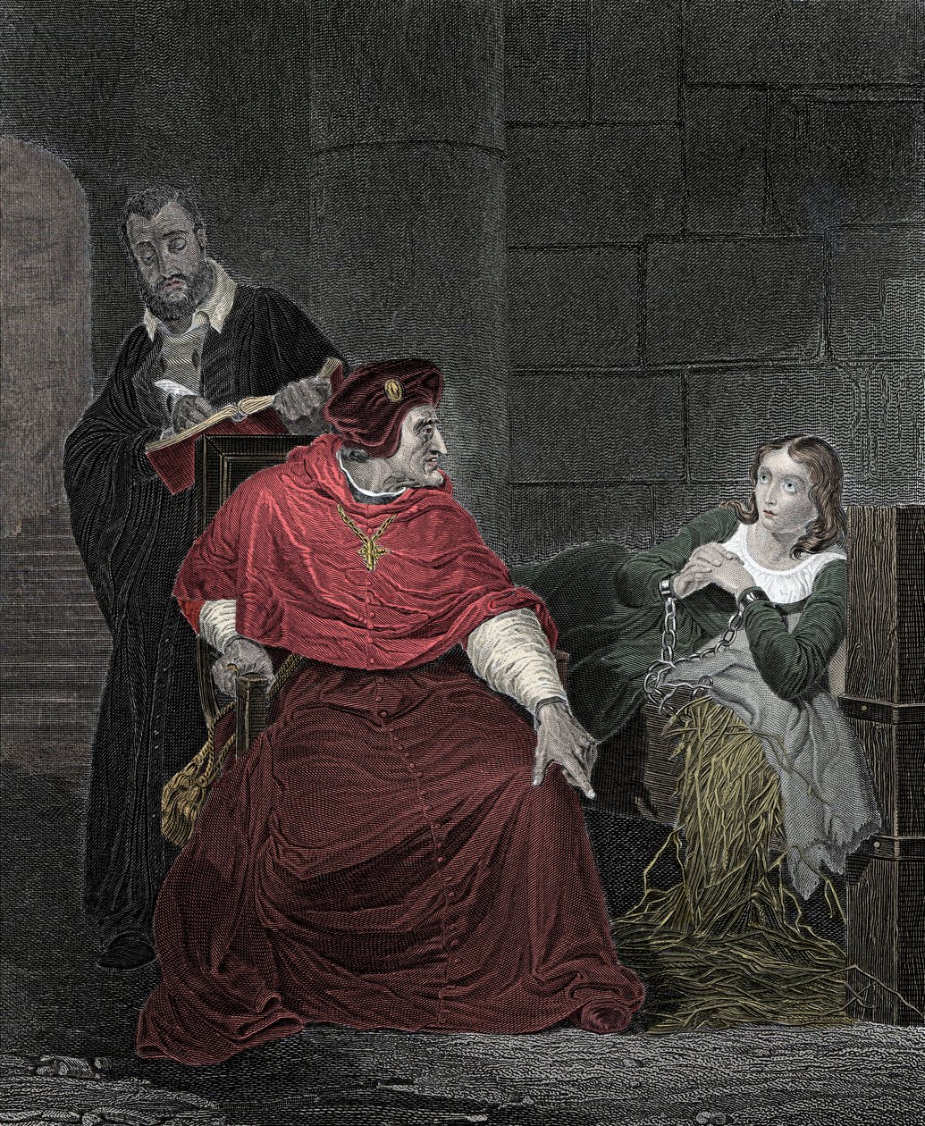 Juana de Arco (1412-31) y el Cardenal de Winchester en 1431 de Hippolyte Delaroche