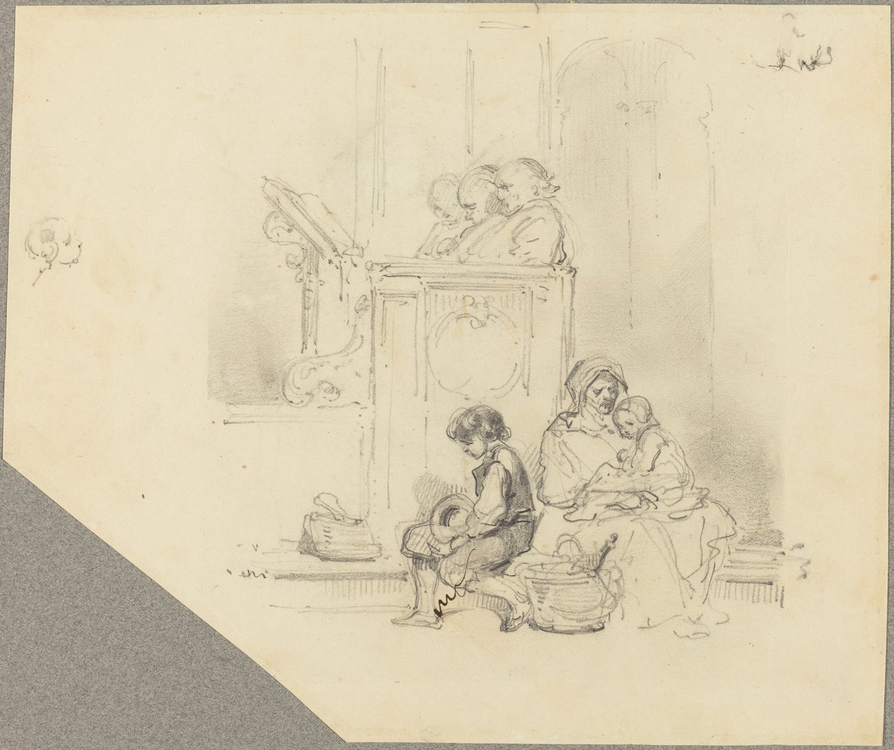 Figuras en un servicio religioso de Hippolyte Bellange