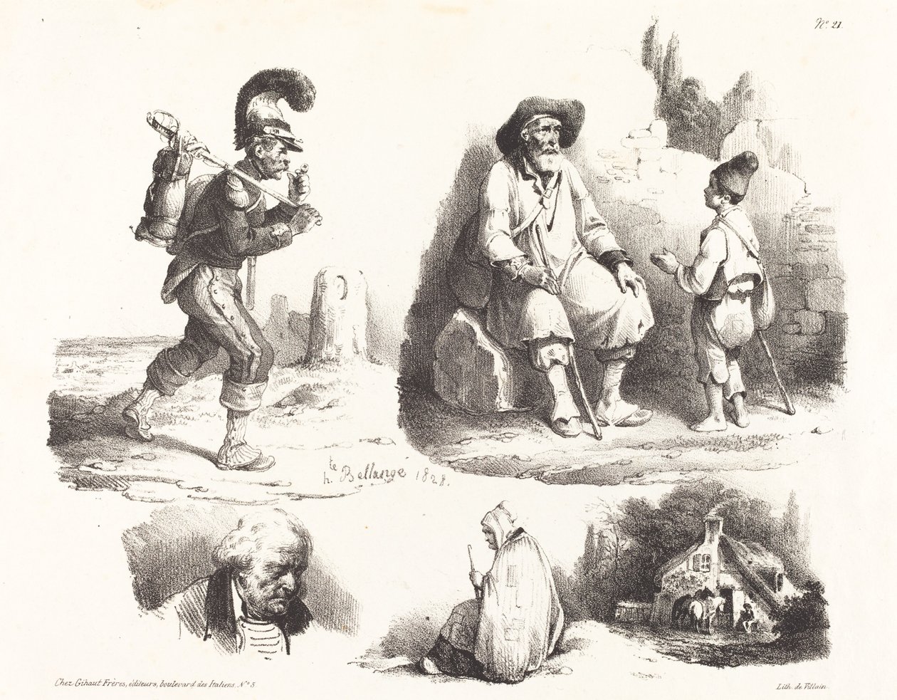 Cinco viñetas de Hippolyte Bellange
