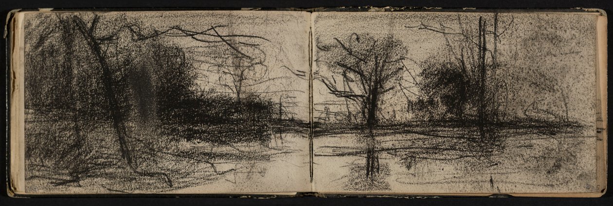 Paisaje con estanque (página de un cuaderno de bocetos) de Hippolyte Boulenger